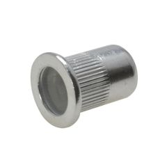 M4 x 0.70p x 10.5 Metric Coarse Aluminium Nutsert Large Flange Round Open Splined Grips 0.8-2.5