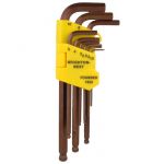 9 Pce - 1.5mm to 10mm Metric Long Arm Ball End Allen Key Set in a Yellow Holder 527533