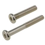 M8 x 1.25p Metric Coarse Nickel Plated JCB Furniture Connector Socket (5mm Key) Screw Low Tensile Class 4.6