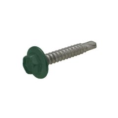 10g (4.80mm) x 25mm Cottage Green Hex Flange (5/16") Metal Self Drilling Cladding Screw Galvanised