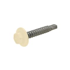 12g (5.50mm) x 20mm Classic Cream Hex Flange (5/16") Metal Self Drilling Shed Screw Galvanised