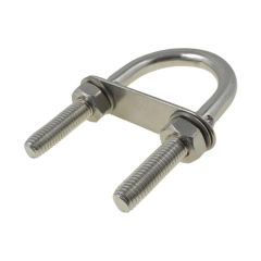 M10 x 40mm Inside (W) x 85mm Length (L) A2-70 G304 Stainless Round U Bolts & Crimp + Plate & Nuts