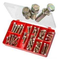 50 Piece M8 M10 JIS Sems Fine Hex Bolt Zinc Yellow Torres Assortment Grab Kit AAK02