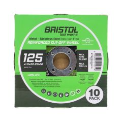 Pack of 10 - 125mm x 1mm Bristol Cutting Discs for Metal & Stainless Steel