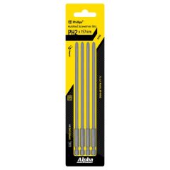 PH2 x 157mm Alpha Phillips Bits to suit Makita Collated Autofeed Tools - 4 Pack Carded CPH2157S