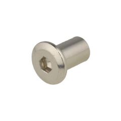 M6 x 1.00p x 12mm Metric Coarse Nickel Plated Flat Head Socket JCB Barrel Connector Nuts Low Tensile