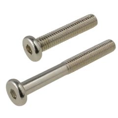 M8 x 1.25p Metric Coarse Nickel Plated JCB Furniture Connector Socket (5mm Key) Screw Low Tensile Class 4.6
