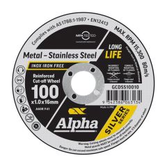 100mm x 1mm Alpha Silver Series Cutting Disc for Metal & Stainless Steel