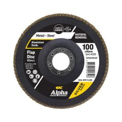 100mm x 120 Grit Medium Alpha Silver Series Flap Disc for Metal & Stainless