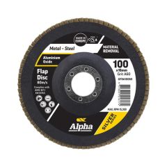 100mm x 60 Grit Coarse Alpha Silver Series Flap Disc for Metal & Stainless