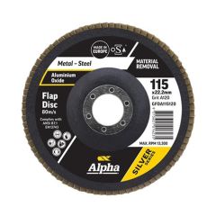 115mm x 120 Grit Medium Alpha Silver Series Flap Disc for Metal & Stainless