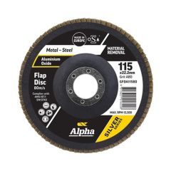 115mm x 80 Grit Coarse Alpha Silver Series Flap Disc for Metal & Stainless
