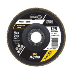 125mm x 120 Grit Medium Alpha Silver Series Flap Disc for Metal & Stainless