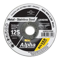 125mm x 6mm Alpha Silver Series Grinding Disc for Metal & Stainless