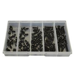 100 Piece M5 Button Socket Screw High Tensile Plain Black Uncoated Assortment Grab Kit101