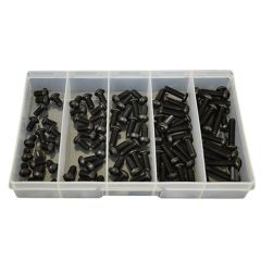 100 Piece M6 Button Socket Screw High Tensile Plain Black Uncoated Assortment Grab Kit114
