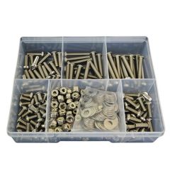 300 Piece 1/4" UNC Button Socket Nut Washer Stainless G304 Assortment Grab Kit92