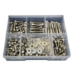 300 Piece 1/4" UNC Socket Cap Nut Washer Stainless G304 Assortment Grab Kit98