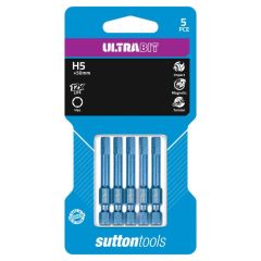 5mm x 50mm Sutton UltraBit Impact Torsion HX5 Hex Power Driver Bit - 5 Pack Carded S1640550