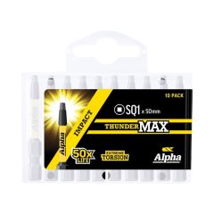SQ1 x 50mm Alpha ThunderMAX Impact Square Power Driver Bit - 10 Pack Handipak SQ150SMH